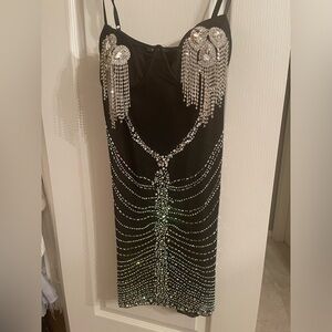 Mini black dress with sequins
